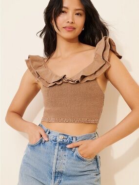 Anthropologie Maeve ruffled smoked top